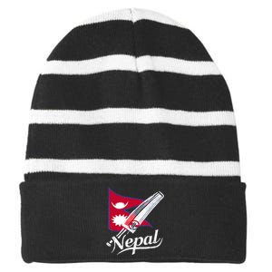 Nepal Cricket Jersey 2024 Cricket Flag Of Nepal Striped Beanie with Solid Band