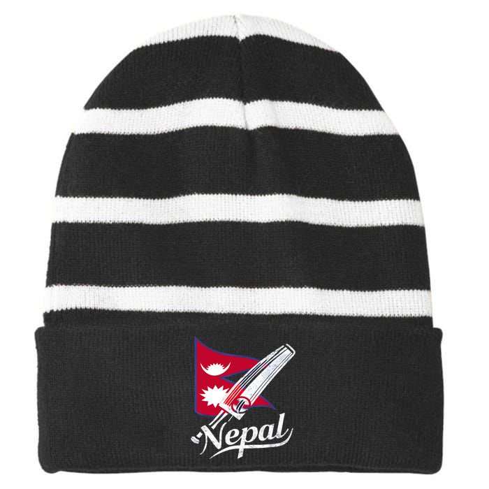 Nepal Cricket Jersey 2024 Cricket Flag Of Nepal Striped Beanie with Solid Band