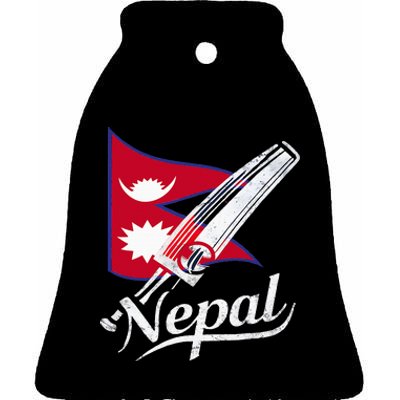 Nepal Cricket Jersey 2024 Cricket Flag Of Nepal Ceramic Bell Ornament