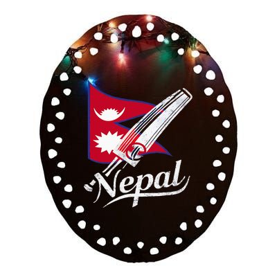 Nepal Cricket Jersey 2024 Cricket Flag Of Nepal Ceramic Oval Ornament