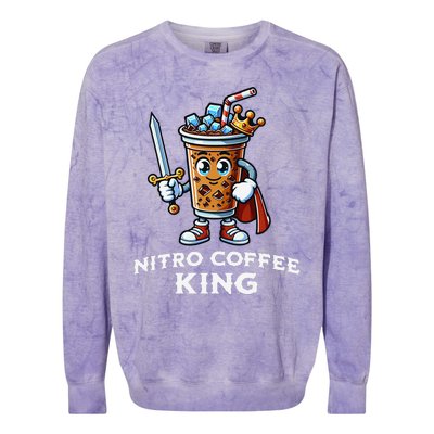 Nitro Coffee King Funny Drink Illustration Nitro Iced Coffee Colorblast Crewneck Sweatshirt