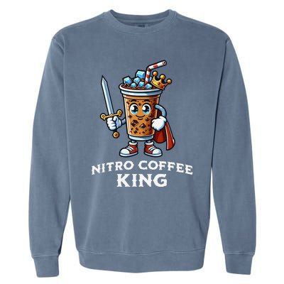 Nitro Coffee King Funny Drink Illustration Nitro Iced Coffee Garment-Dyed Sweatshirt