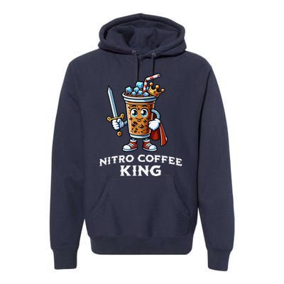 Nitro Coffee King Funny Drink Illustration Nitro Iced Coffee Premium Hoodie