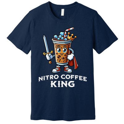 Nitro Coffee King Funny Drink Illustration Nitro Iced Coffee Premium T-Shirt