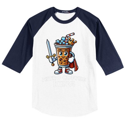 Nitro Coffee King Funny Drink Illustration Nitro Iced Coffee Baseball Sleeve Shirt