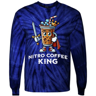 Nitro Coffee King Funny Drink Illustration Nitro Iced Coffee Tie-Dye Long Sleeve Shirt