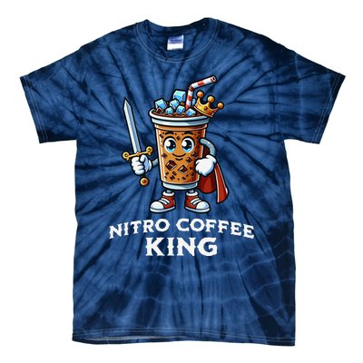 Nitro Coffee King Funny Drink Illustration Nitro Iced Coffee Tie-Dye T-Shirt