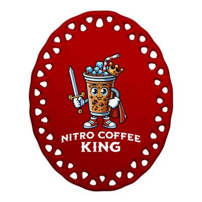 Nitro Coffee King Funny Drink Illustration Nitro Iced Coffee Ceramic Oval Ornament