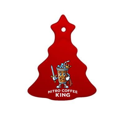 Nitro Coffee King Funny Drink Illustration Nitro Iced Coffee Ceramic Tree Ornament