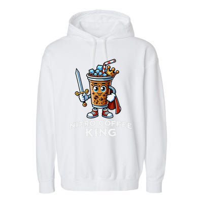 Nitro Coffee King Funny Drink Illustration Nitro Iced Coffee Garment-Dyed Fleece Hoodie