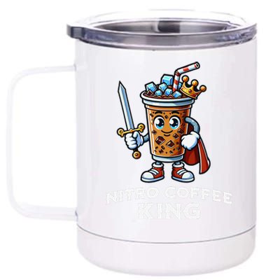 Nitro Coffee King Funny Drink Illustration Nitro Iced Coffee 12 oz Stainless Steel Tumbler Cup