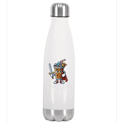 Nitro Coffee King Funny Drink Illustration Nitro Iced Coffee Stainless Steel Insulated Water Bottle