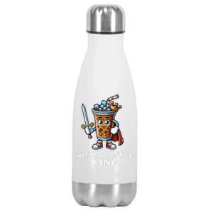 Nitro Coffee King Funny Drink Illustration Nitro Iced Coffee Stainless Steel Insulated Water Bottle