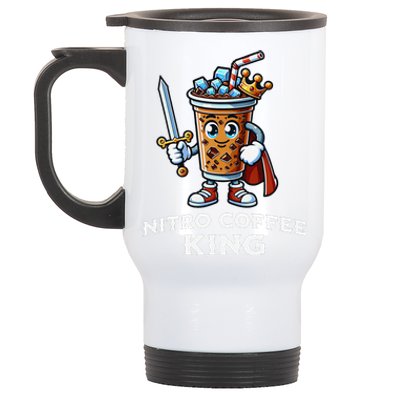 Nitro Coffee King Funny Drink Illustration Nitro Iced Coffee Stainless Steel Travel Mug