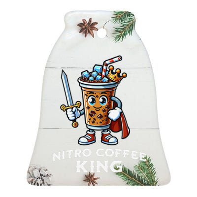 Nitro Coffee King Funny Drink Illustration Nitro Iced Coffee Ceramic Bell Ornament