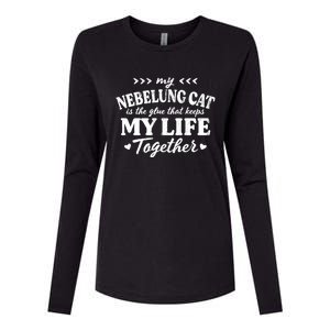 Nebelung Cat Keeps My Life Together Cat Mom Sayings Cat Dad Gift Womens Cotton Relaxed Long Sleeve T-Shirt