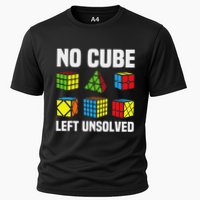 No Cube Left Unsolved Competitive Puzzle Cube Speed Cubing Cooling Performance Crew T-Shirt
