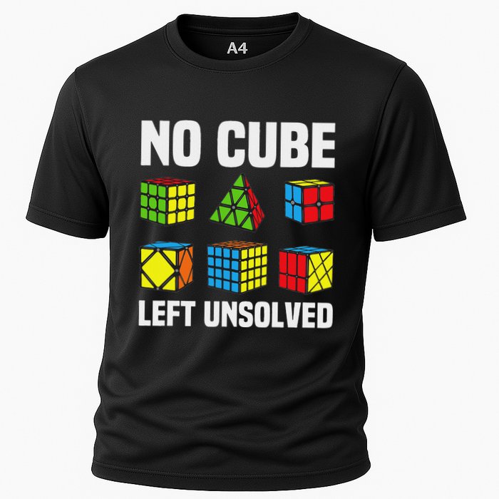 No Cube Left Unsolved Competitive Puzzle Cube Speed Cubing Cooling Performance Crew T-Shirt
