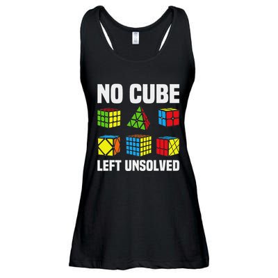 No Cube Left Unsolved Competitive Puzzle Cube Speed Cubing Ladies Essential Flowy Tank