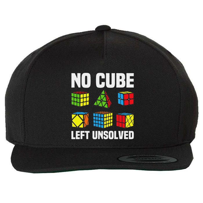 No Cube Left Unsolved Competitive Puzzle Cube Speed Cubing Wool Snapback Cap