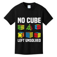 No Cube Left Unsolved Competitive Puzzle Cube Speed Cubing Kids T-Shirt