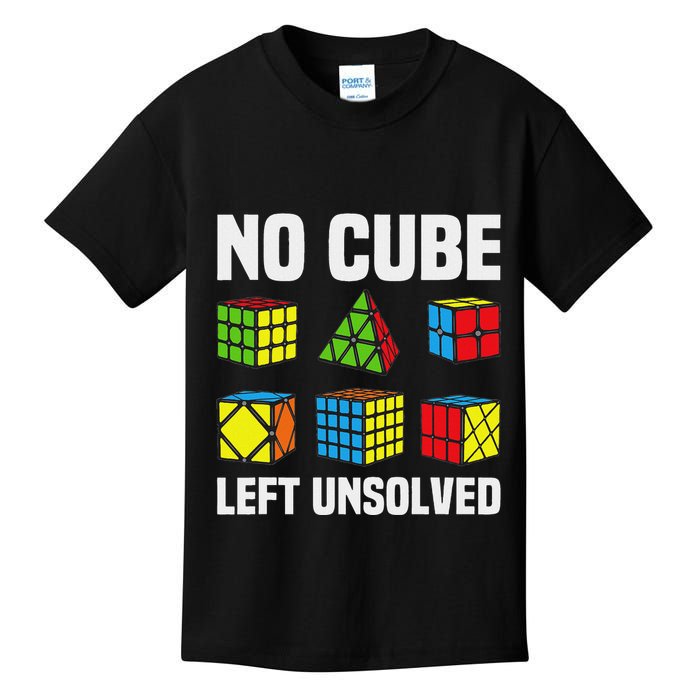 No Cube Left Unsolved Competitive Puzzle Cube Speed Cubing Kids T-Shirt