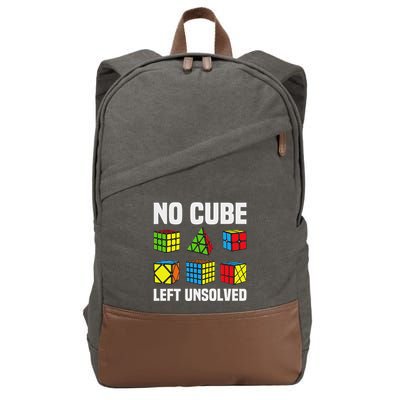 No Cube Left Unsolved Competitive Puzzle Cube Speed Cubing Cotton Canvas Backpack