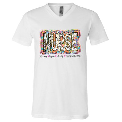 Nurse Caring Loyal Strong Compassionate V-Neck T-Shirt