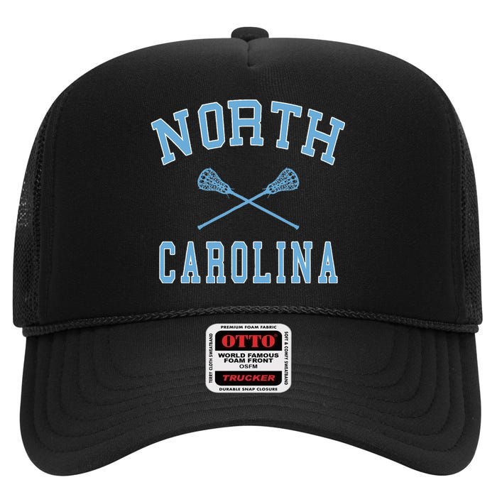 North Carolina Lacrosse Vintage Nc Lax Weathered High Crown Mesh Back Trucker Hat