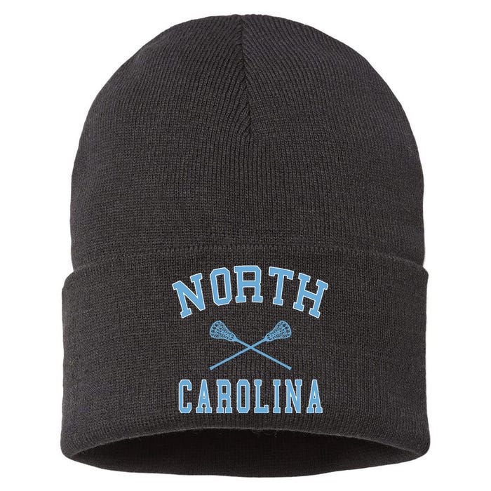 North Carolina Lacrosse Vintage Nc Lax Weathered Sustainable Knit Beanie