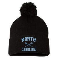 North Carolina Lacrosse Vintage Nc Lax Weathered Pom Pom 12in Knit Beanie