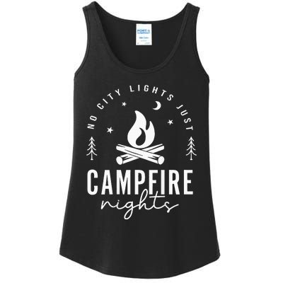 No City Lights Just Campfire Nights Travel Camp Fire Camping Ladies Essential Tank