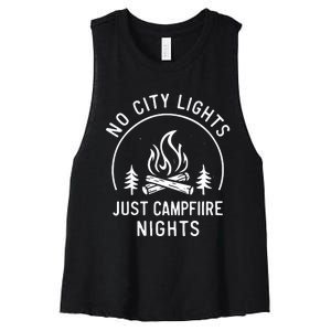 No City Lights Just Campfire Nights Women's Racerback Cropped Tank