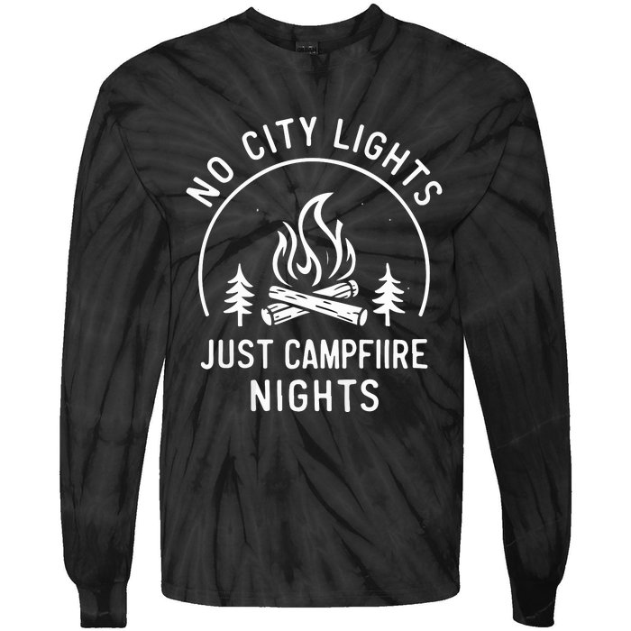 No City Lights Just Campfire Nights Tie-Dye Long Sleeve Shirt