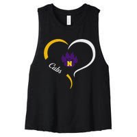 Nevada Cubs Logo Half Heart Slogan Hs Women's Racerback Cropped Tank