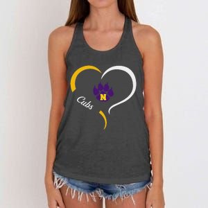 Nevada Cubs Logo Half Heart Slogan Hs Women's Knotted Racerback Tank