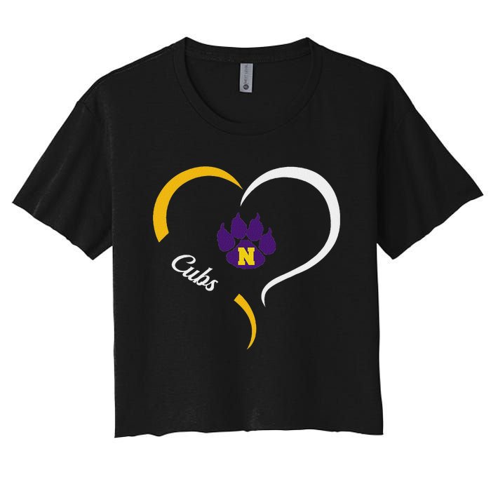 Nevada Cubs Logo Half Heart Slogan Hs Women's Crop Top Tee