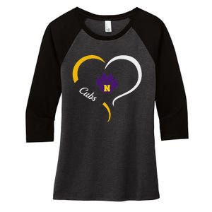 Nevada Cubs Logo Half Heart Slogan Hs Women's Tri-Blend 3/4-Sleeve Raglan Shirt