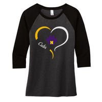 Nevada Cubs Logo Half Heart Slogan Hs Women's Tri-Blend 3/4-Sleeve Raglan Shirt