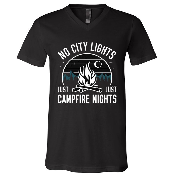 No City Lights Just Campfire Nights V-Neck T-Shirt