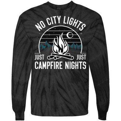 No City Lights Just Campfire Nights Tie-Dye Long Sleeve Shirt