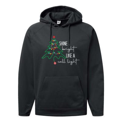 Nurse Christmas Lights Shine Bright Like A Call Light Performance Fleece Hoodie