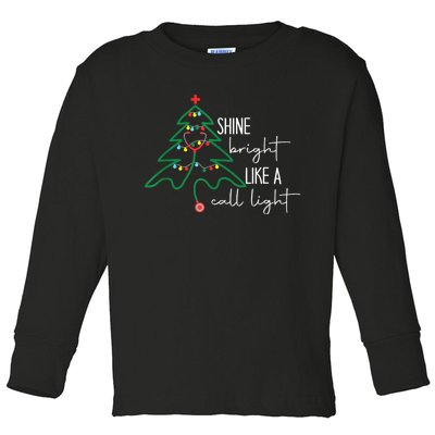 Nurse Christmas Lights Shine Bright Like A Call Light Toddler Long Sleeve Shirt