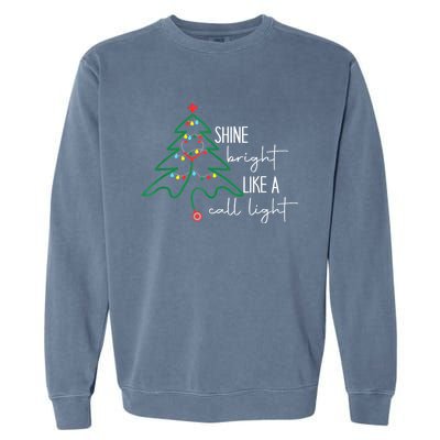 Nurse Christmas Lights Shine Bright Like A Call Light Garment-Dyed Sweatshirt