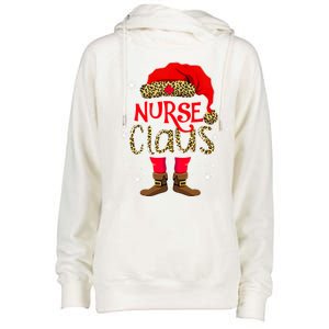 Nurse Claus Leopard Elf Santa Hat Nurse Christmas Meaningful Gift Womens Funnel Neck Pullover Hood