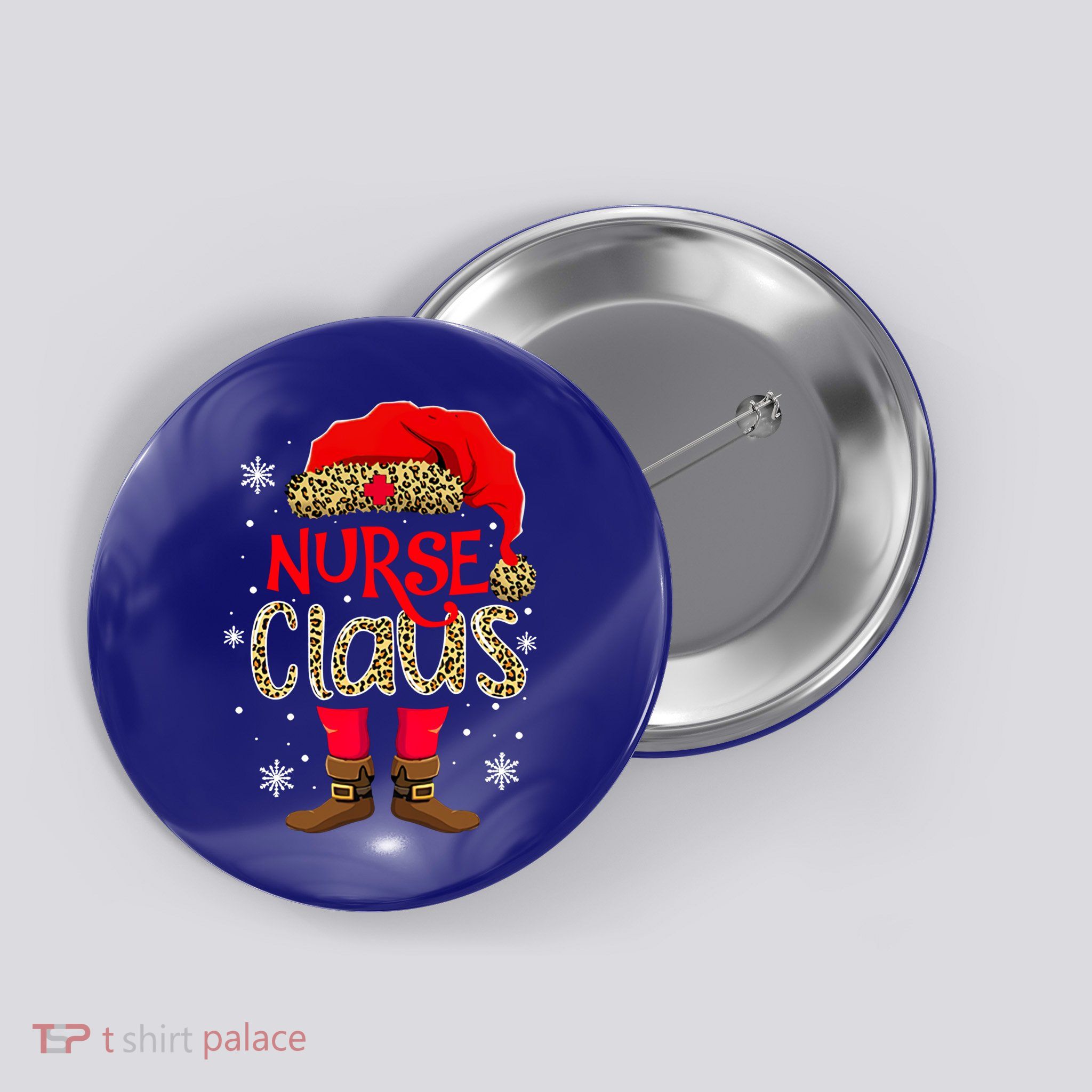 Nurse Claus Leopard Elf Santa Hat Nurse Christmas Meaningful Gift Button