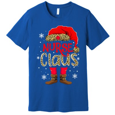 Nurse Claus Leopard Elf Santa Hat Nurse Christmas Meaningful Gift Premium T-Shirt