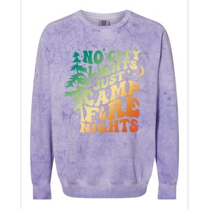 No City Lights Just Camp Fire Nights Camping Quote Gift Colorblast Crewneck Sweatshirt