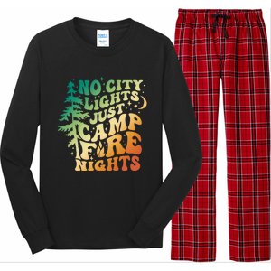 No City Lights Just Camp Fire Nights Camping Quote Gift Long Sleeve Pajama Set