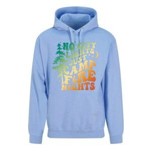 No City Lights Just Camp Fire Nights Camping Quote Gift Unisex Surf Hoodie